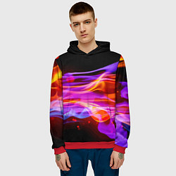Толстовка-худи мужская Abstract colorful waves, цвет: 3D-красный — фото 2