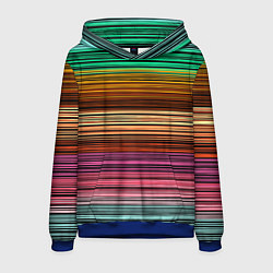 Толстовка-худи мужская Multicolored thin stripes Разноцветные полосы, цвет: 3D-синий