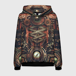 Толстовка-худи мужская Mechanical device in Steampunk Retro style, цвет: 3D-черный