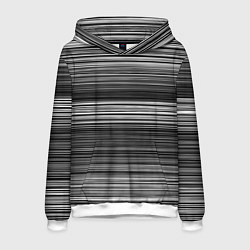 Толстовка-худи мужская Black and white thin stripes Тонкие полосы, цвет: 3D-белый