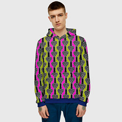 Толстовка-худи мужская Striped multicolored pattern Сердце, цвет: 3D-синий — фото 2