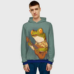 Толстовка-худи мужская Лягуха-музыкант, цвет: 3D-синий — фото 2