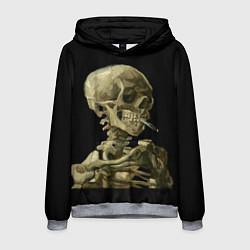 Толстовка-худи мужская Череп с горящей сигаретой, цвет: 3D-меланж