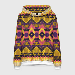 Толстовка-худи мужская Африканский узор орнамент из шерсти Africa Wool Pa, цвет: 3D-белый