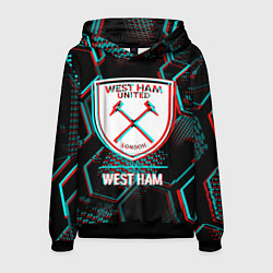 Мужская толстовка West Ham FC в стиле Glitch на темном фоне