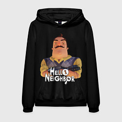 Толстовка-худи мужская Привет сосед Hello Neighbor, цвет: 3D-черный