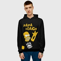 Толстовка-худи мужская Papa Roach, Гомер Симпсон, цвет: 3D-черный — фото 2