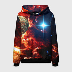 Толстовка-худи мужская Яркая звезда в космическом пространстве, цвет: 3D-черный