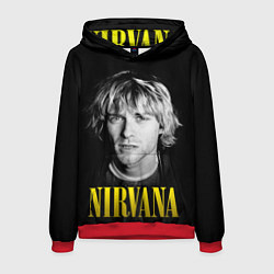 Толстовка-худи мужская Nirvana - Kurt Donald Cobain, цвет: 3D-красный