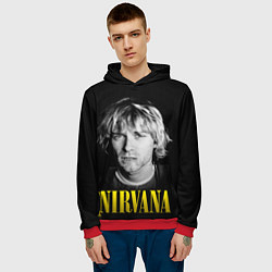 Толстовка-худи мужская Nirvana - Kurt Donald Cobain, цвет: 3D-красный — фото 2