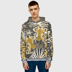 Толстовка-худи мужская Жирафы в тропиках, цвет: 3D-меланж — фото 2