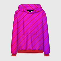Толстовка-худи мужская Розовый и фиолетовые линии, цвет: 3D-красный