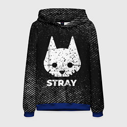 Толстовка-худи мужская Stray с потертостями на темном фоне, цвет: 3D-синий