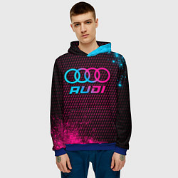 Толстовка-худи мужская Audi - neon gradient, цвет: 3D-синий — фото 2