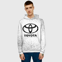 Толстовка-худи мужская Toyota с потертостями на светлом фоне, цвет: 3D-белый — фото 2