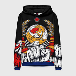 Толстовка-худи мужская Герб СССР на черном фоне, цвет: 3D-синий