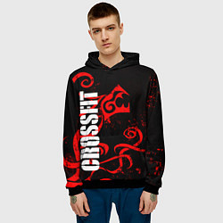 Толстовка-худи мужская Кроссфит : дракон, цвет: 3D-черный — фото 2