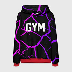 Толстовка-худи мужская Gym - Трещины неоновые, цвет: 3D-красный
