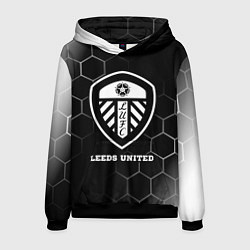 Толстовка-худи мужская Leeds United sport на темном фоне, цвет: 3D-черный