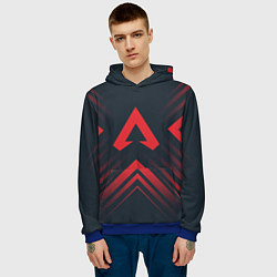 Толстовка-худи мужская Красный символ Apex Legends на темном фоне со стре, цвет: 3D-синий — фото 2