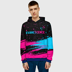 Толстовка-худи мужская Evanescence - neon gradient: символ сверху, цвет: 3D-синий — фото 2