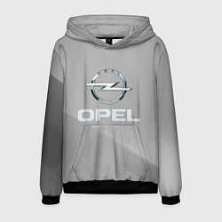 Толстовка-худи мужская Opel - серая абстракция, цвет: 3D-черный