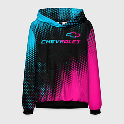 Толстовка-худи мужская Chevrolet - neon gradient: символ сверху, цвет: 3D-черный