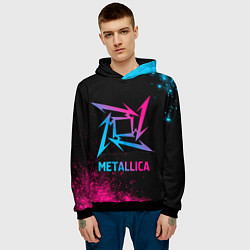 Толстовка-худи мужская Metallica - neon gradient, цвет: 3D-черный — фото 2