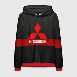 Толстовка-худи мужская Mitsubishi - логотип - красная полоса, цвет: 3D-красный