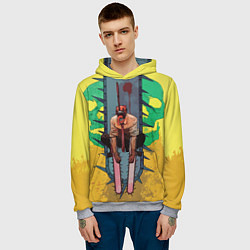 Толстовка-худи мужская Человек-бензопила : Дэндзи, цвет: 3D-меланж — фото 2