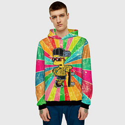 Толстовка-худи мужская Барт Симпсон весь в татухах со скейтбордом, цвет: 3D-черный — фото 2