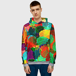 Толстовка-худи мужская Colored leaves, цвет: 3D-меланж — фото 2