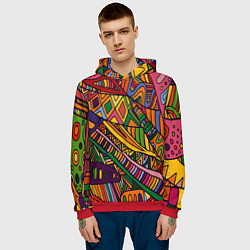 Толстовка-худи мужская Психоделический узор, цвет: 3D-красный — фото 2