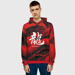 Толстовка-худи мужская Дракон - китайский иероглиф, цвет: 3D-красный — фото 2