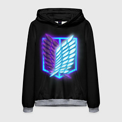 Толстовка-худи мужская Attack on Titan neon logo, цвет: 3D-меланж