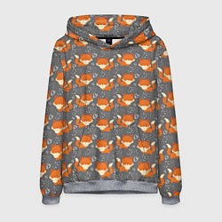 Толстовка-худи мужская Веселые лисички, цвет: 3D-меланж