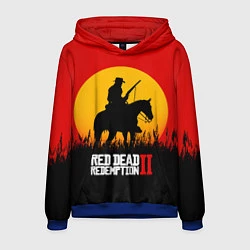 Толстовка-худи мужская Red Dead Redemption 2 - закат, цвет: 3D-синий