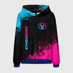 Толстовка-худи мужская Changan - neon gradient: надпись, символ, цвет: 3D-синий