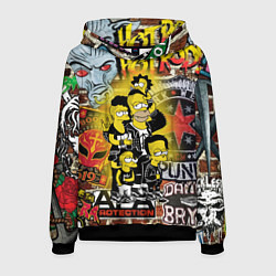 Толстовка-худи мужская Simpsons & Punks not dead! Motto!, цвет: 3D-черный