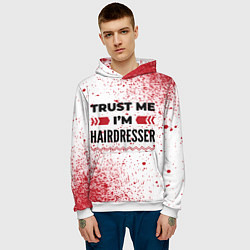 Толстовка-худи мужская Trust me Im hairdresser white, цвет: 3D-белый — фото 2
