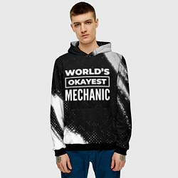 Толстовка-худи мужская Worlds okayest mechanic - dark, цвет: 3D-черный — фото 2