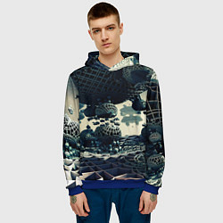 Толстовка-худи мужская Трехмерный готический фрактал, цвет: 3D-синий — фото 2