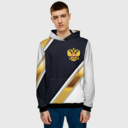 Толстовка-худи мужская Gold and white Russia, цвет: 3D-черный — фото 2