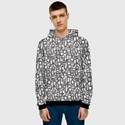 Толстовка-худи мужская Алфавит гранж, цвет: 3D-черный — фото 2