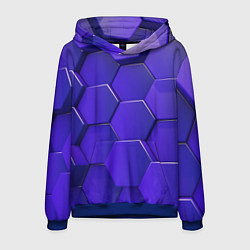 Толстовка-худи мужская Большие объёмные соты, цвет: 3D-синий
