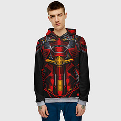 Толстовка-худи мужская Костюм железного красного робота, цвет: 3D-меланж — фото 2