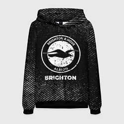 Толстовка-худи мужская Brighton с потертостями на темном фоне, цвет: 3D-черный