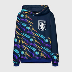 Толстовка-худи мужская Aston Villa градиентные мячи, цвет: 3D-синий