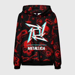 Толстовка-худи мужская Metallica rock glitch, цвет: 3D-черный