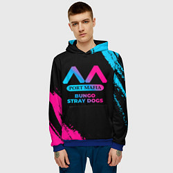 Толстовка-худи мужская Bungo Stray Dogs - neon gradient, цвет: 3D-синий — фото 2
